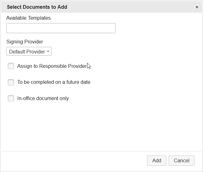 Select Documents Dialog Box Screenshot